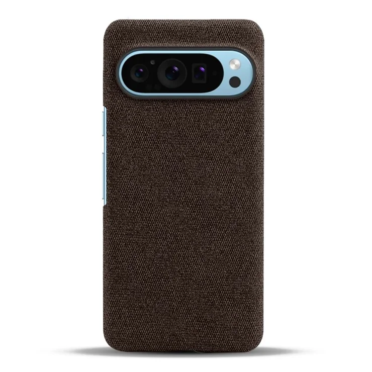 For Google Pixel 9 / Pixel 9 Pro Case PC+Cloth Drop-Resistant Phone Protective Cover - Brown