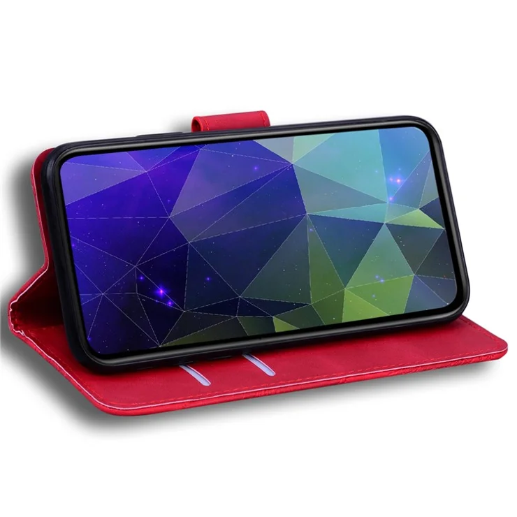For Xiaomi Redmi A3 / Poco C61 4G Cell Phone Case PU Leather Drop-proof Cover Pure Color Phone Stand - Red