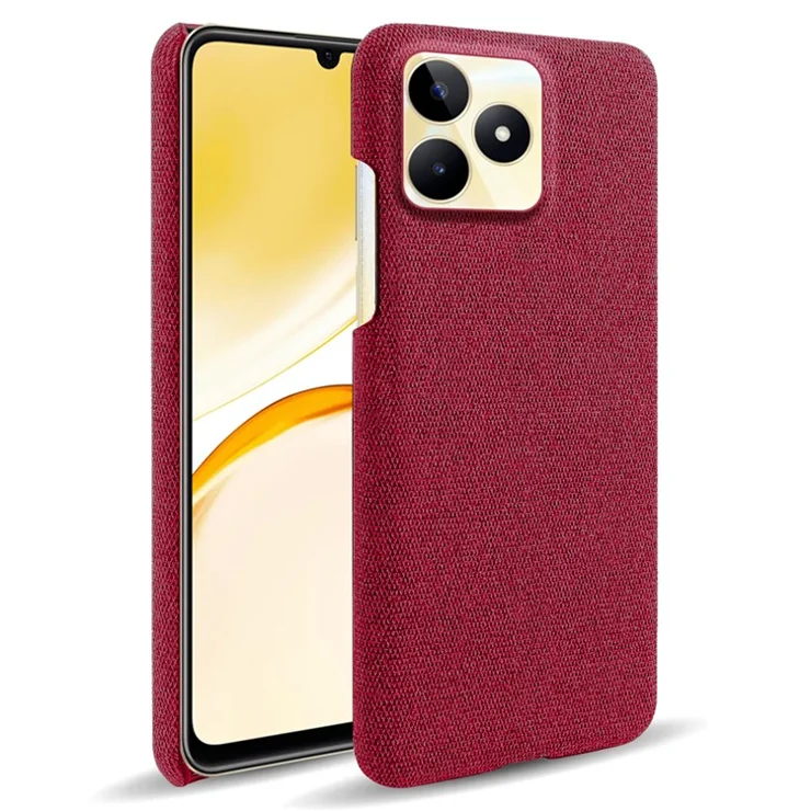 For Realme Narzo N53 4G Cell Phone Cases Shock-absorbing PC+Cloth Back Cover - Red