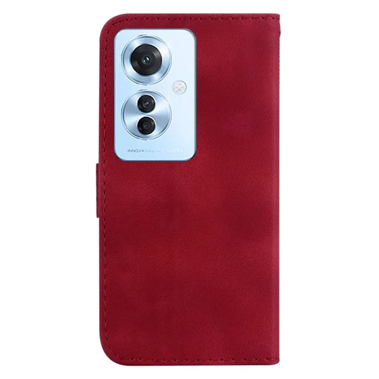 For Oppo Reno11 F 5G / F25 Pro 5G Case 7-Shape Pattern Leather Wallet Protective Cover with Stand - Red