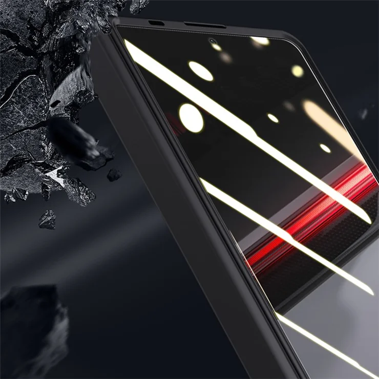 For Honor Magic V2 RSR Porsche Design Case Leather Coated PC Magnetic Kickstand Phone Cover with Anti-spy Film - Black