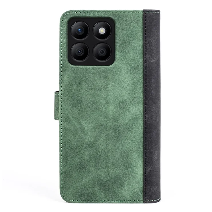For Honor X8b 4G Cell Phone Cases Bump Proof PU Leather Color Splicing Cover - Green