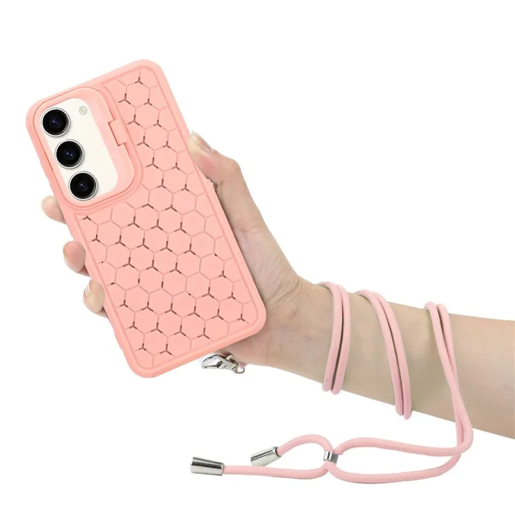 For Samsung Galaxy S23 Magnetic Case Heat Dissipation TPU Crossbody Phone Cover with Kickstand - Pink