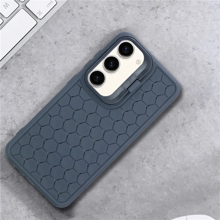For Samsung Galaxy S23 Magnetic Case Kickstand TPU Phone Cover Honeycomb Texture Heat Dissipation - Dark Blue