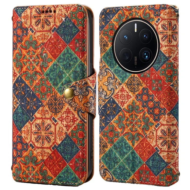 For Huawei Mate 50 Pro 4G Phone Case Floral Printing Wallet Leather Cover with Stand - Winter / Blue