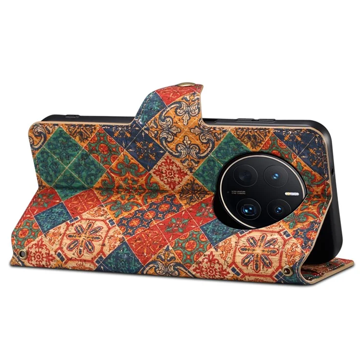For Huawei Mate 50 Pro 4G Phone Case Floral Printing Wallet Leather Cover with Stand - Winter / Blue