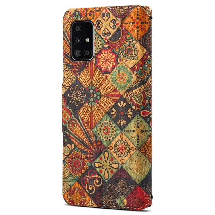 For Samsung Galaxy A51 4G SM-A515 Case Floral Pattern PU Leather Wallet Phone Cover - Autumn / Yellow