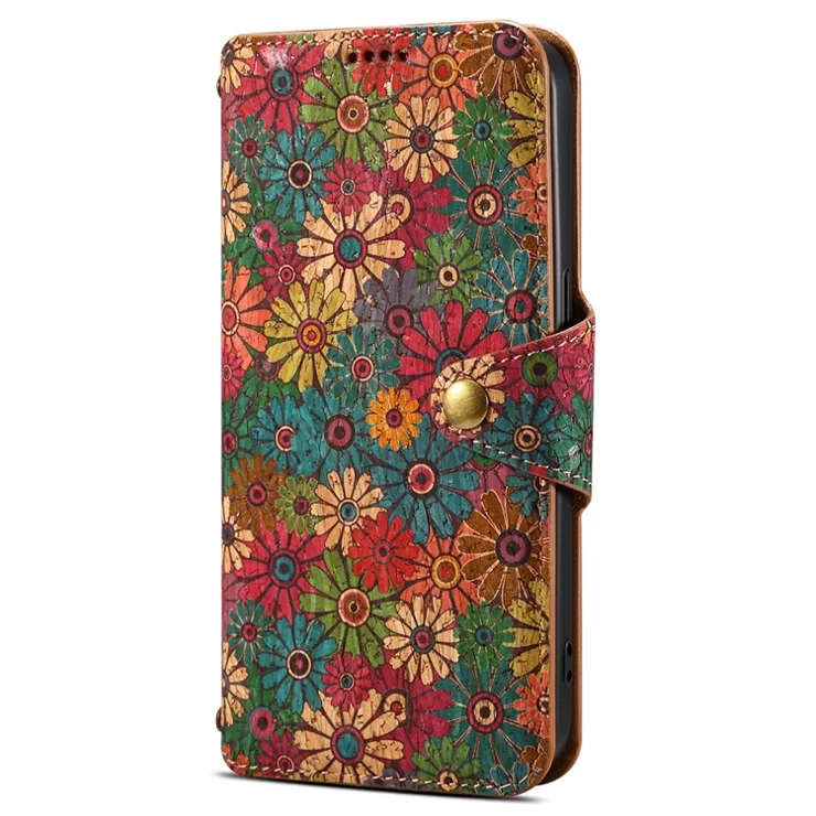 For Samsung Galaxy A22 5G (EU Version) Stand Case Flower Printing Leather Wallet Phone Cover - Spring / Green