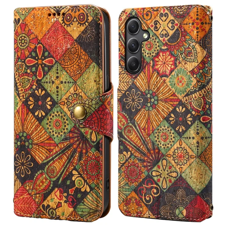 For Samsung Galaxy A24 4G (162.1 x 77.6 x 8.3mm) Wallet Phone Case Floral Printing Stand Leather Flip Cover - Autumn / Yellow
