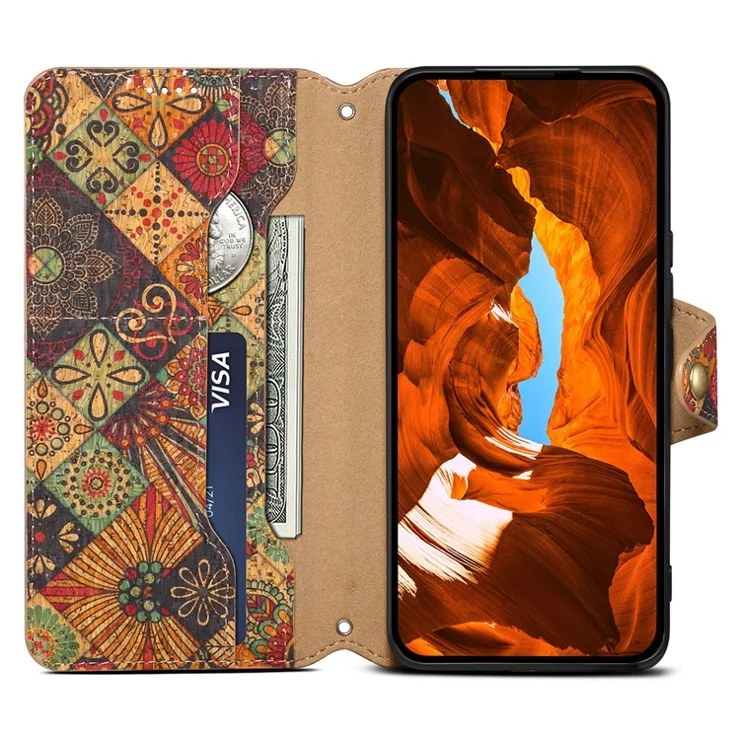 For Samsung Galaxy A24 4G (162.1 x 77.6 x 8.3mm) Wallet Phone Case Floral Printing Stand Leather Flip Cover - Autumn / Yellow