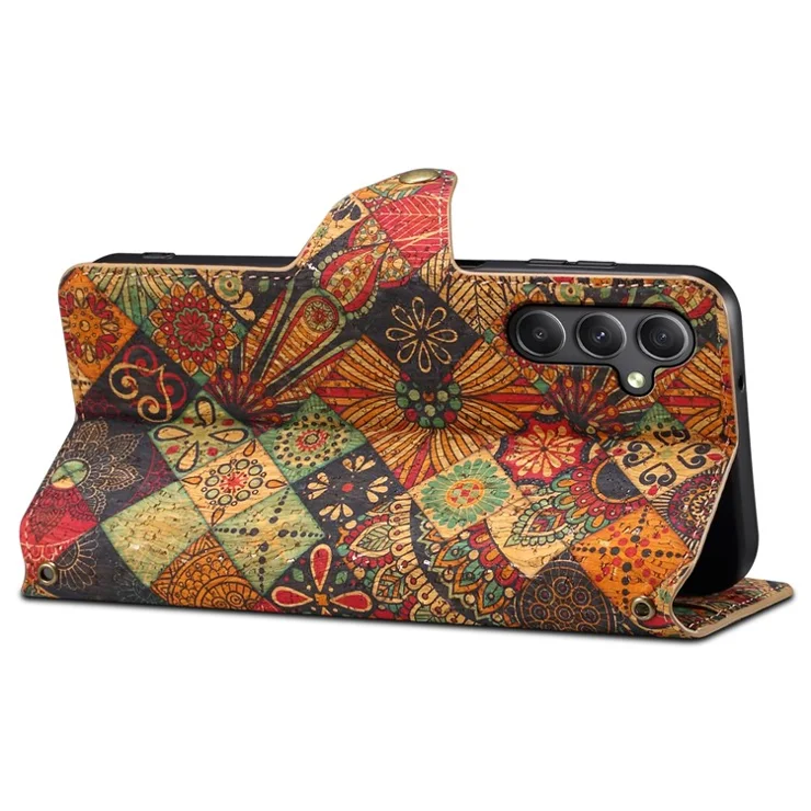 For Samsung Galaxy A24 4G (162.1 x 77.6 x 8.3mm) Wallet Phone Case Floral Printing Stand Leather Flip Cover - Autumn / Yellow