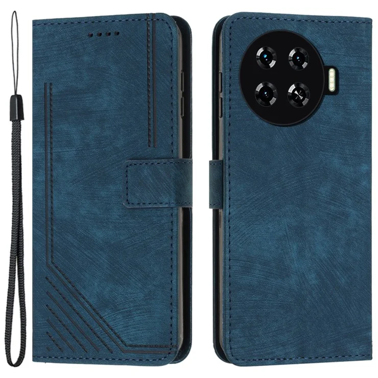 For TECNO Spark 20 Pro+ Case Touch Feeling Wallet Cell Phone Cover - Sapphire