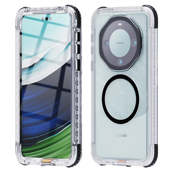 REDPEPPER CC Series For Huawei Mate 60 Pro Magnetic Clear Phone Cover IP68 Waterproof Case - Black