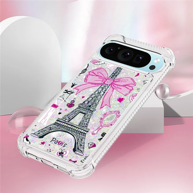 For Google Pixel 9 Pro XL TPU Case with Quicksand and Pattern Printed - Mirror / Tower