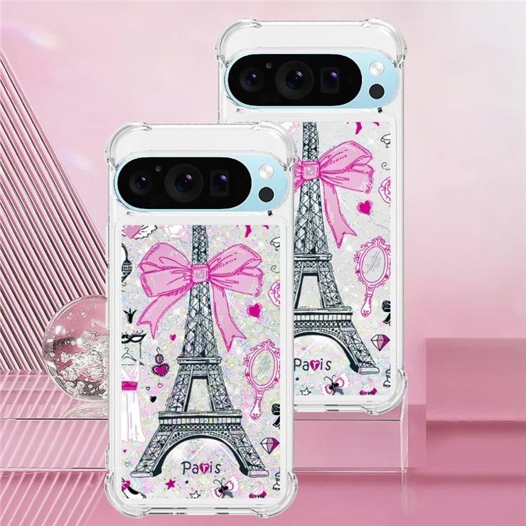 For Google Pixel 9 Pro XL TPU Case with Quicksand and Pattern Printed - Mirror / Tower