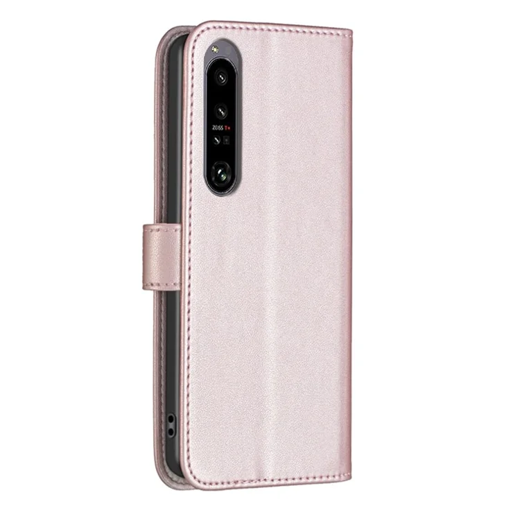 BINFEN COLOR BF17 For Sony Xperia 1 VI Magnetic Phone Case Leather Flip Stand Cover - Rose Gold
