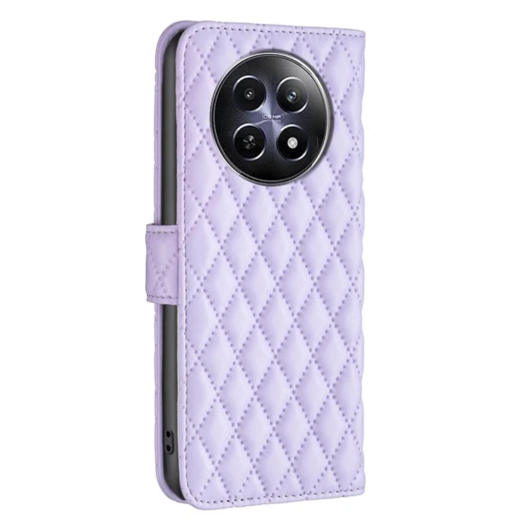 BINFEN COLOR BF Style-14 For Realme 12 5G Case Anti-Drop PU Leather Flip Phone Cover - Purple