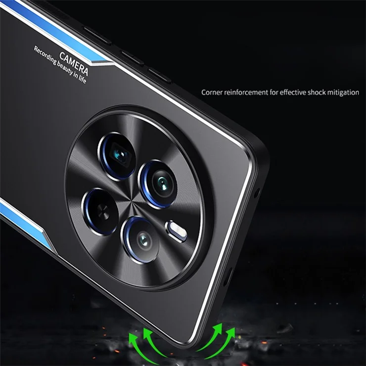 For Realme 12 Pro 5G / 12 Pro+ 5G Kickstand Cover Aluminum Alloy + TPU Anti-Fall Phone Case - Silver