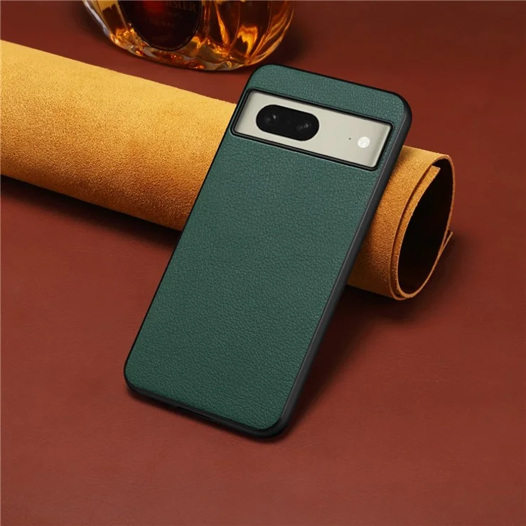 For Google Pixel 8a Case Calf Texture PU Leather Coated PC+TPU Phone Cover - Green