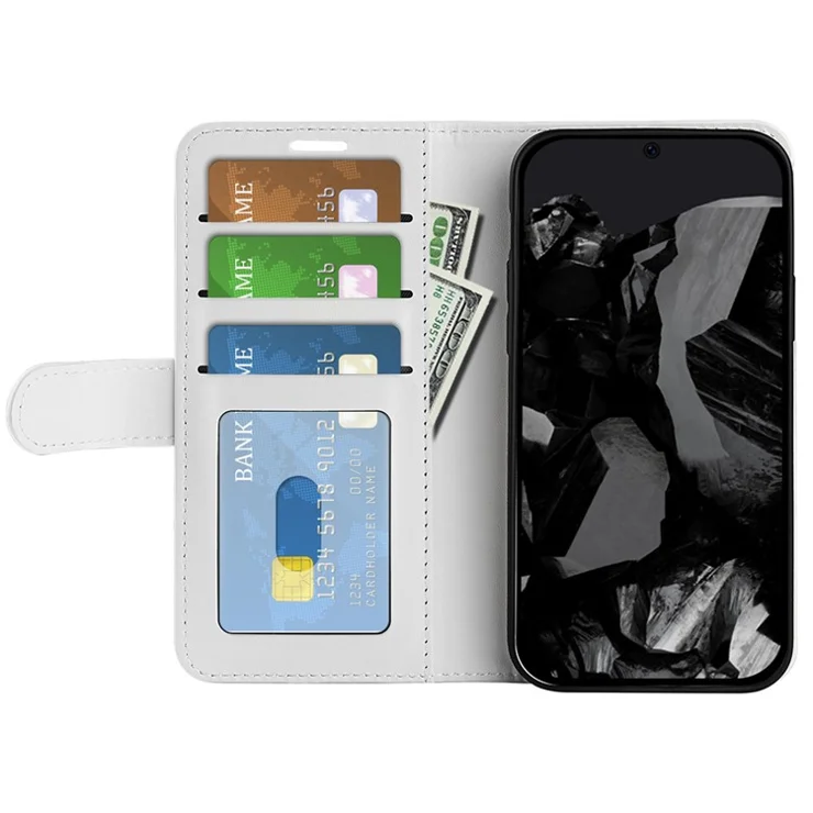 For Google Pixel 9 Pro XL Cell Phone Cases Crazy Horse Texture Magnetic Cover - White