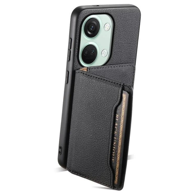 For OnePlus Ace 2V / Nord 3 5G Phone Case Leather+PC+TPU Card Slot Protective Shell - Black