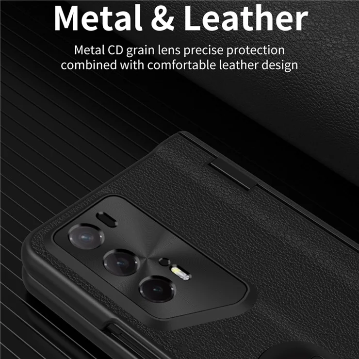 For Honor Magic V2 RSR Porsche Design Case Hinge Protection Leather+PC Phone Cover with Tempered Glass Film - Coffee