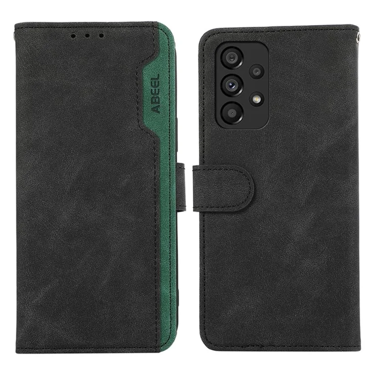 ABEEL For Samsung Galaxy A52 5G / A52 4G / A52s 5G Wallet Phone Case Color Matching RFID Blocking Leather Flip Cover - Black