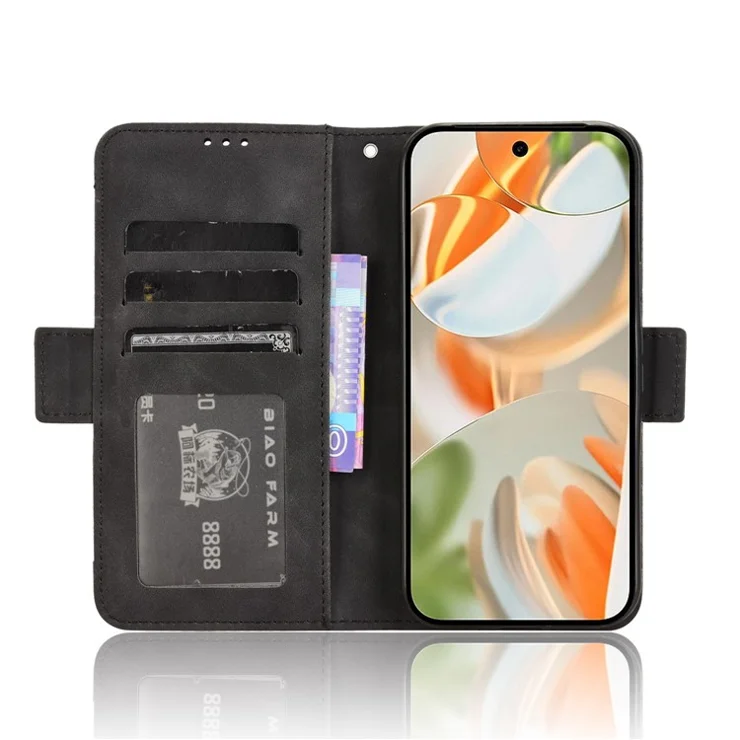 For Google Pixel 9 Pro / Pixel 9 Case Wallet Card Slots PU Leather + TPU Full Protection Phone Cover - Black
