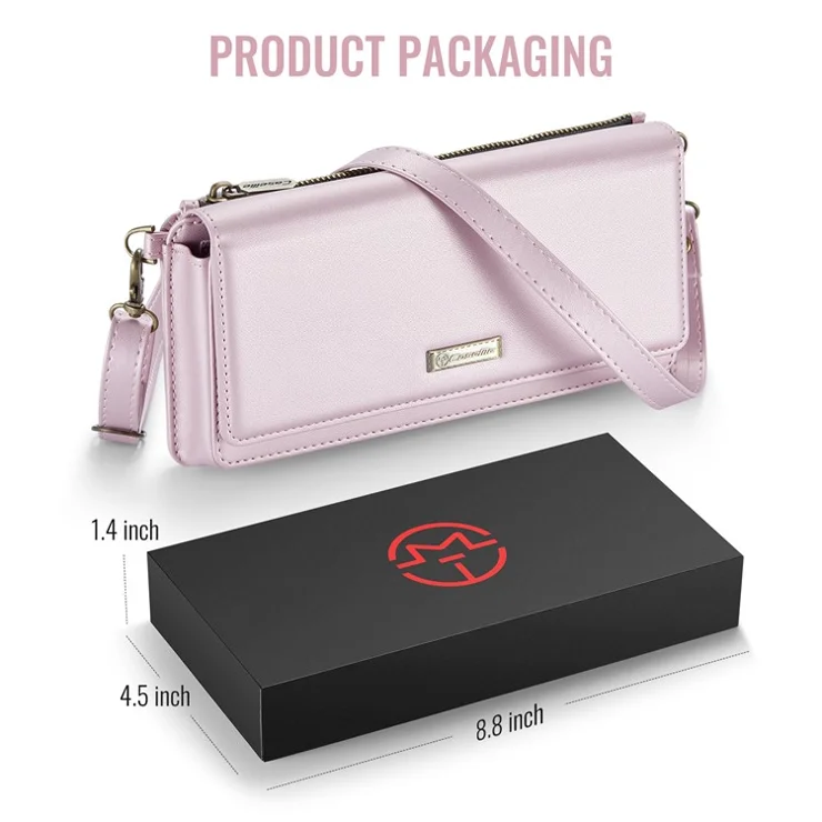 CASEME Me30 4.0-6.7 inch Phone Leather Bag RFID Blocking Wallet Crossbody Phone Bag - Pink
