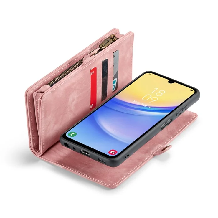 For Samsung Galaxy A15 4G / 5G Phone Cases CASEME Leather Cover with Detachable Wallet and Strap - Pink