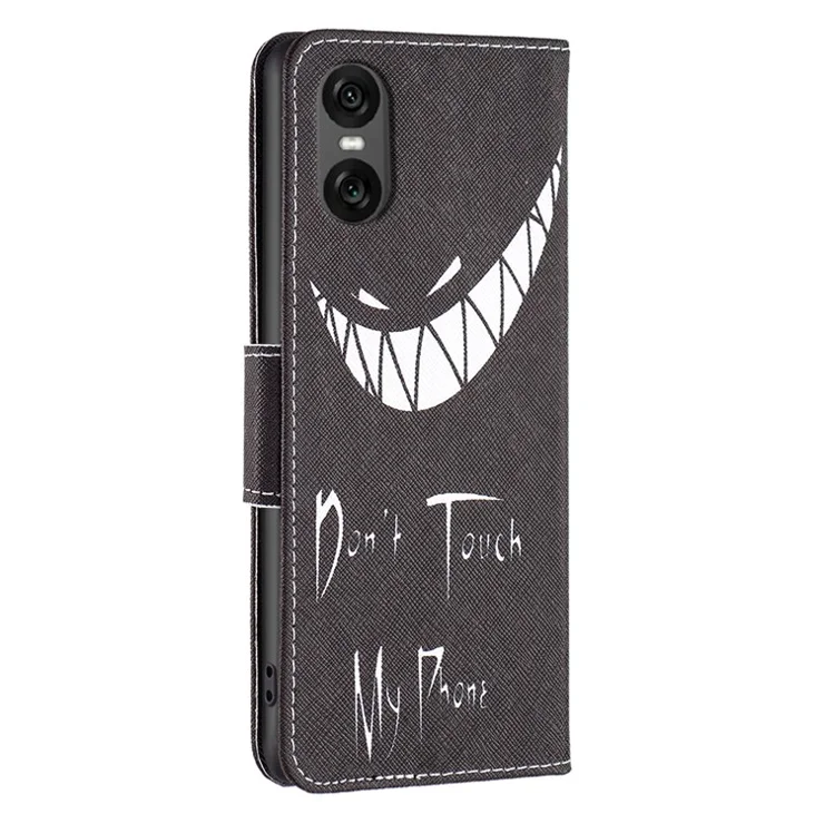 For Sony Xperia 10 VI Cell Phone Case Pattern Printing Leather Flip Stand Wallet Cover - Don't Touch My Phone