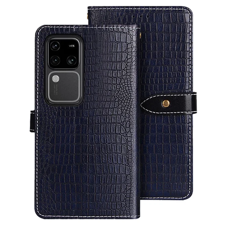 IDEWEI For vivo V30 Pro 5G Case PU Leather Crocodile Texture Flip Wallet Phone Cover - Blue