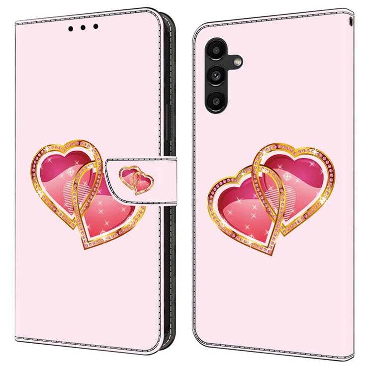 For Samsung Galaxy S24 Case Pattern Printing Leather Flip Phone Case - Heart