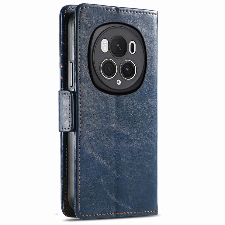 For Honor Magic6 Pro 5G Phone Cases CASENEO PU Leather Cover Stand with RFID Blocking Wallet - Dark Blue
