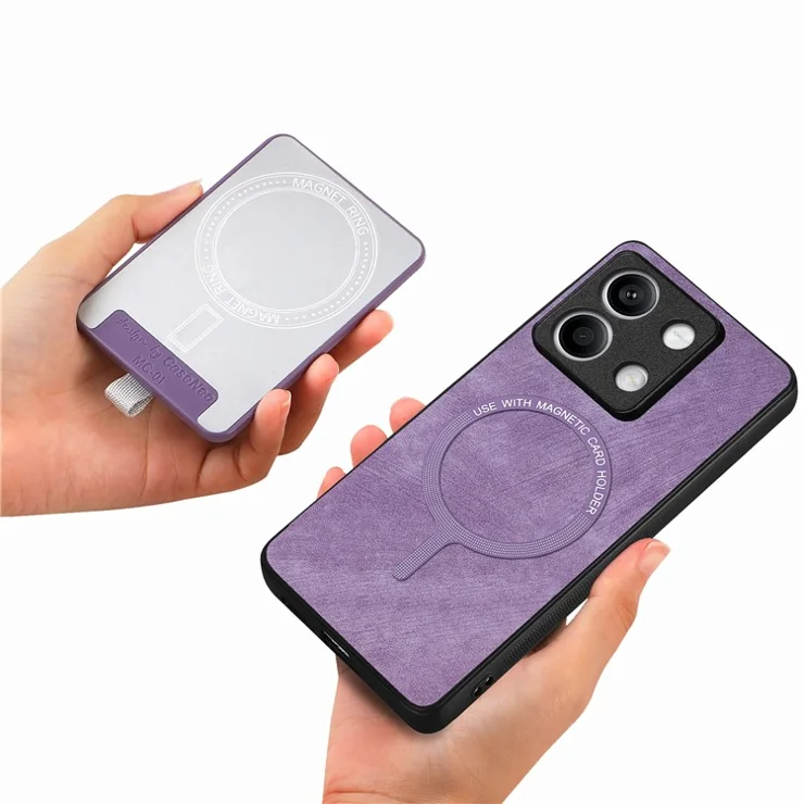 D7 For Xiaomi Redmi Note 13 5G Case Ring Holder PU Leather 2-in-1 Detachable Back Cover - Purple