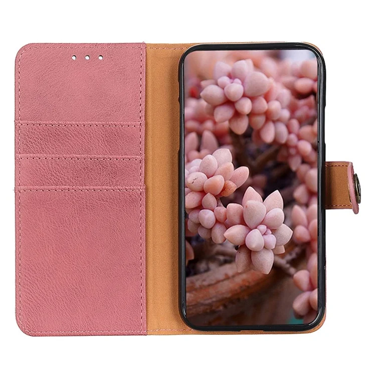KHAZNEH For OnePlus Nord CE4 5G / Oppo K12 Case PU Leather Cowhide Texture Flip Phone Cover - Pink