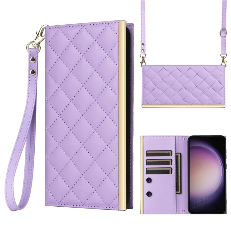 For Samsung Galaxy S23+ Wallet Case Anti-Drop PU Leather Phone Cover with Stand - Purple
