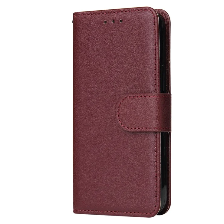 For iPhone 13 Case Shockproof PU Leather Wallet Phone Cover - Wine Red