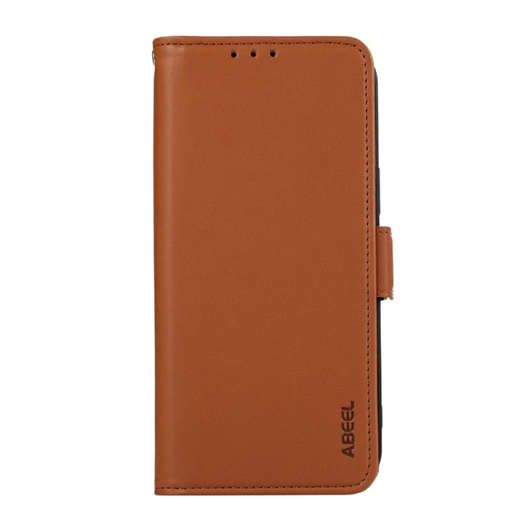 ABEEL For iPhone 13 Pro Max Case PU Leather RFID Blocking Stand Folio Phone Cover - Brown