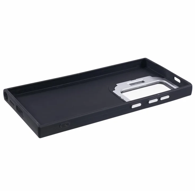QH Series for Samsung Galaxy S24 Ultra Kickstand Case Silicone Cover Big Lens Hole - Black