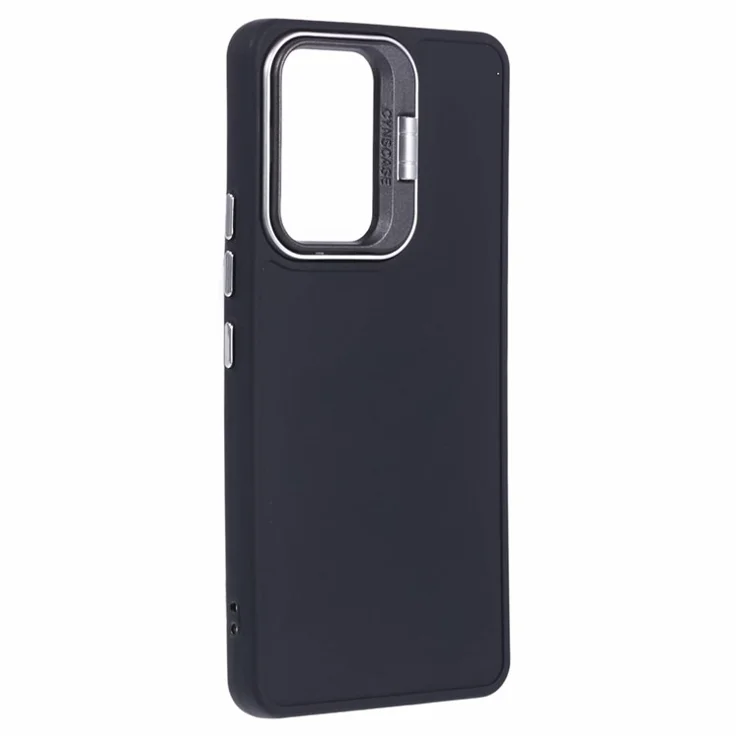 QH Series for Samsung Galaxy A53 5G Silicone Case Protective Phone Cover with Lens Kickstand - Black