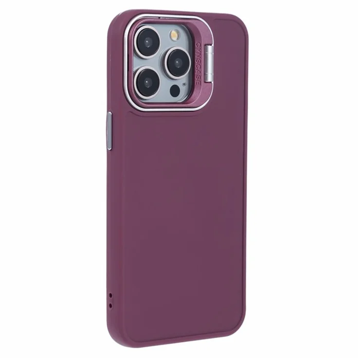 QH Series for iPhone 14 Pro Silicone Case Silky Touch Invisible Kickstand Phone Cover - Wine Red