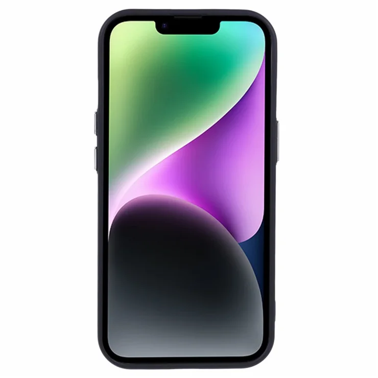 QH Series for iPhone 14 Silicone Case Lens Frame Kickstand Drop-proof Back Cover - Black