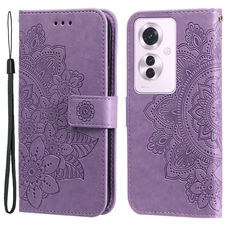 For Oppo Reno11 F 5G / F25 Pro 5G Case Floral Pattern PU Leather Wallet Stand Phone Cover - Purple