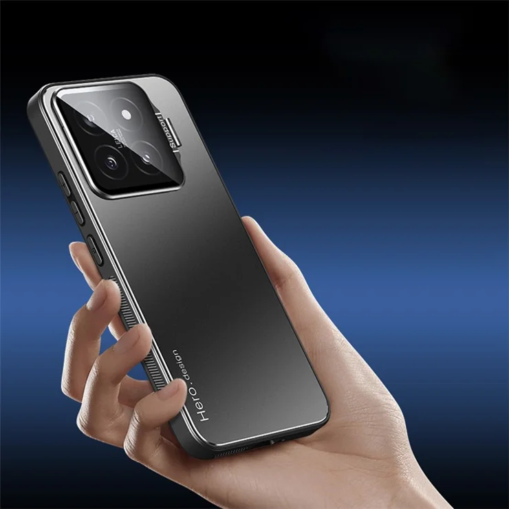For Xiaomi 14 Case Lens Guard Kickstand PC+TPU Phone Cover Support Magnetic Car Mount - Silver