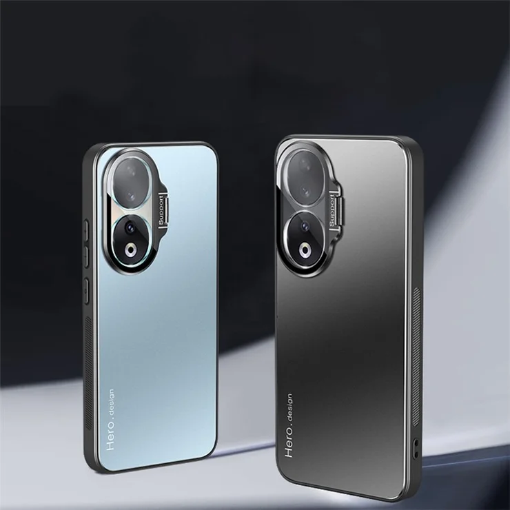 For Honor 90 Metal Lens Frame Kickstand PC+TPU Phone Cover Works with Magnetic Car Mount - Blue