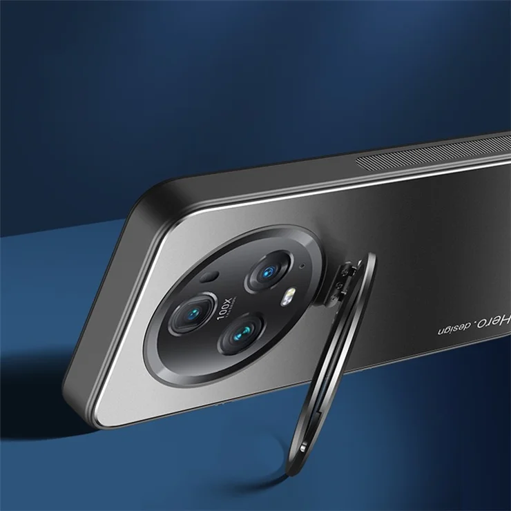 For Honor Magic5 Pro Cell Phone Case Works with Magnetic Car Mount Hidden Kickstand Back Cover - Silver