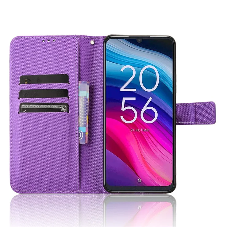 For TCL 50 SE Wallet Phone Case Diamond Texture PU Leather Flip Cover - Purple