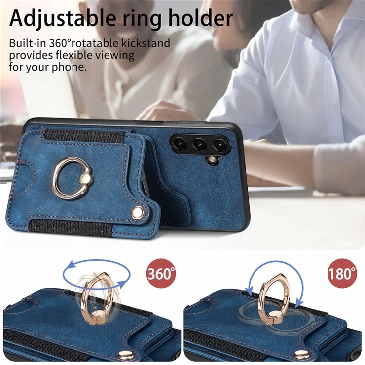 D4 For Samsung Galaxy A35 5G Case RFID Blocking Card Slots Protective Shell - Blue