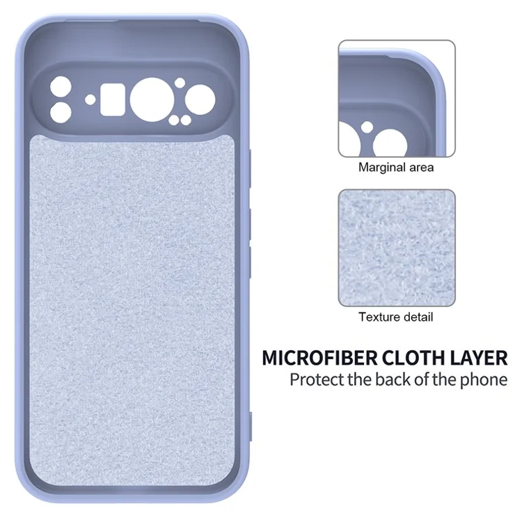 For Google Pixel 9 Pro XL Liquid Silicone Cell Phone Cases Drop-Proof Back Cover with Strap - Purple